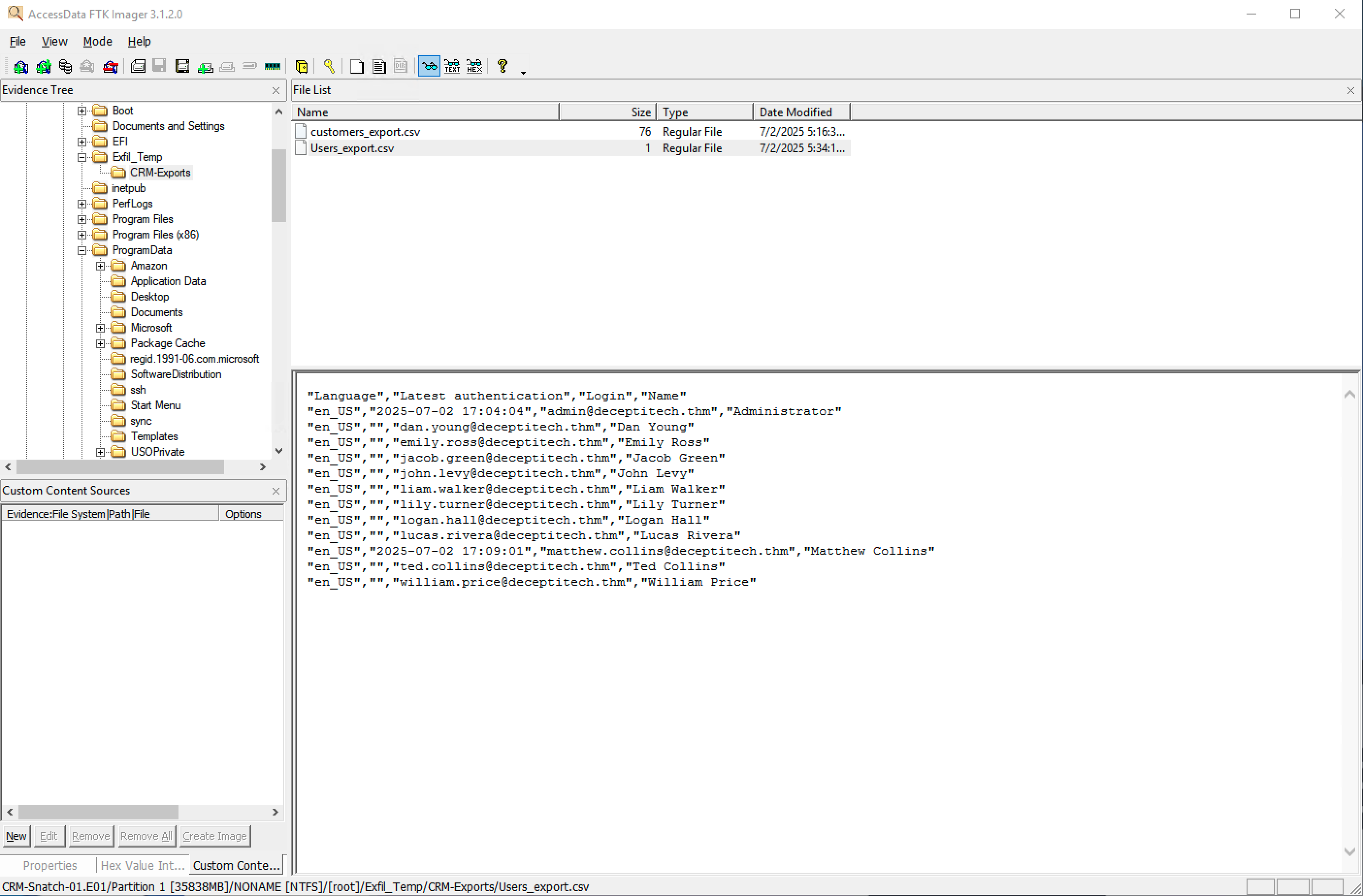 Exposing the exfiltrated data